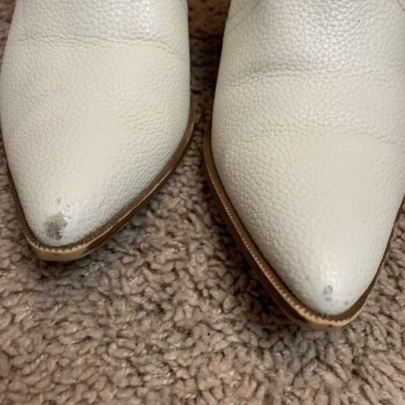 Limelight White Ivory Faux Leather Cowboy Wéstern Ankle Boots Booties 9 - Picture 3 of 8